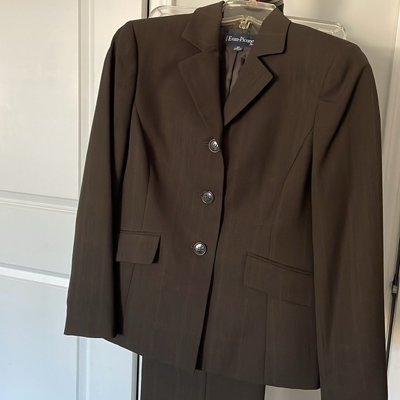 Evan-Picone Pants Suit Women Size 6P Subtle Brown Plaid Career Professional - Picture 5 of 15